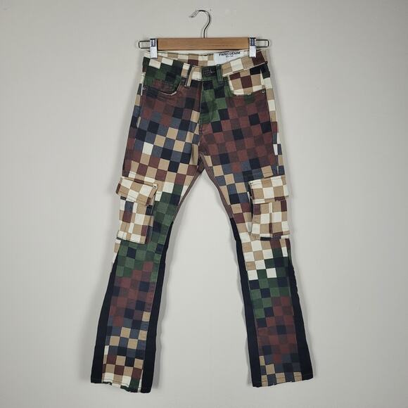FWRD Denim Other - FWRD Denim Jeans Boys 10 Pixel Camo Stacked Multicolor Print Streetwear Cargo
